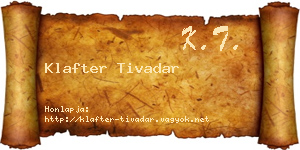 Klafter Tivadar névjegykártya